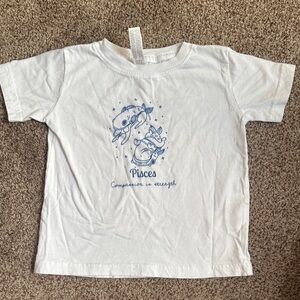White Kids Shirt with Blue Pisces Design